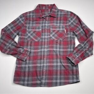 Killik Flannel Shirt Plaid Button Red Grey Gorp Outdoor Grunge Fall Western